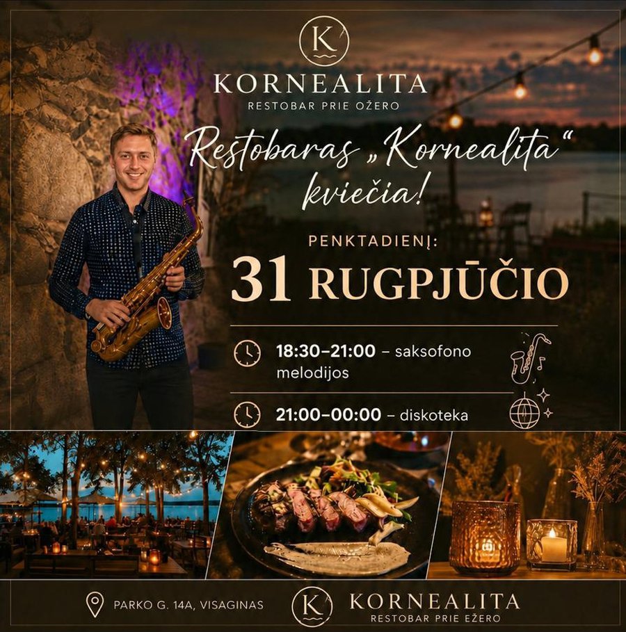 Kviečiame praleisti vasaros vakarą gyvos muzikos skambesyje ant Visagino ežero kranto! - Reklama