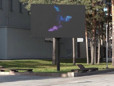 Установленный LED-экран не будет работать. Придется заключать договор с новым подрядчиком (видео) - В Висагинасе